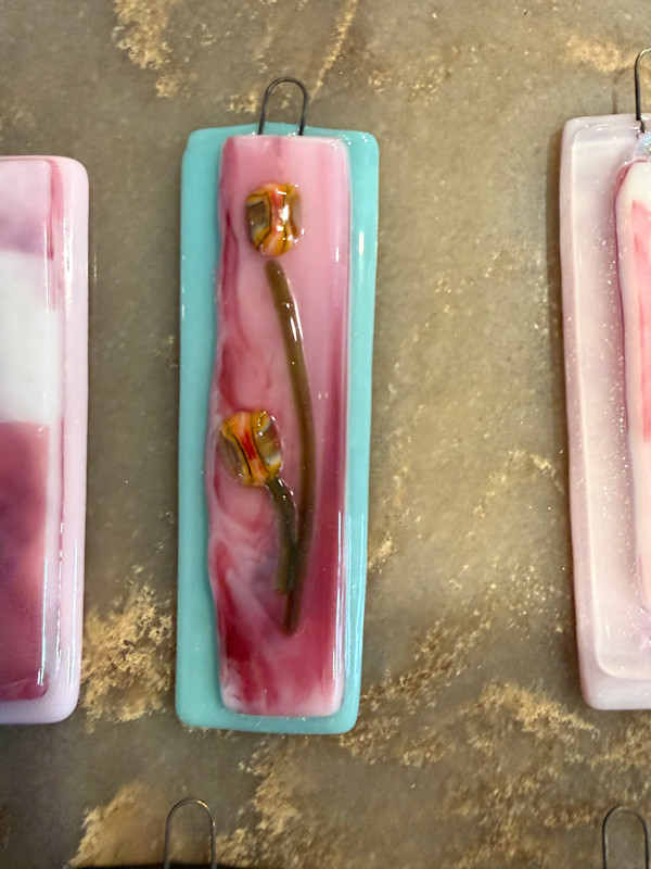 Pink Streaky Ornament #5 with Tulips on Green by Candice Treat Murphy