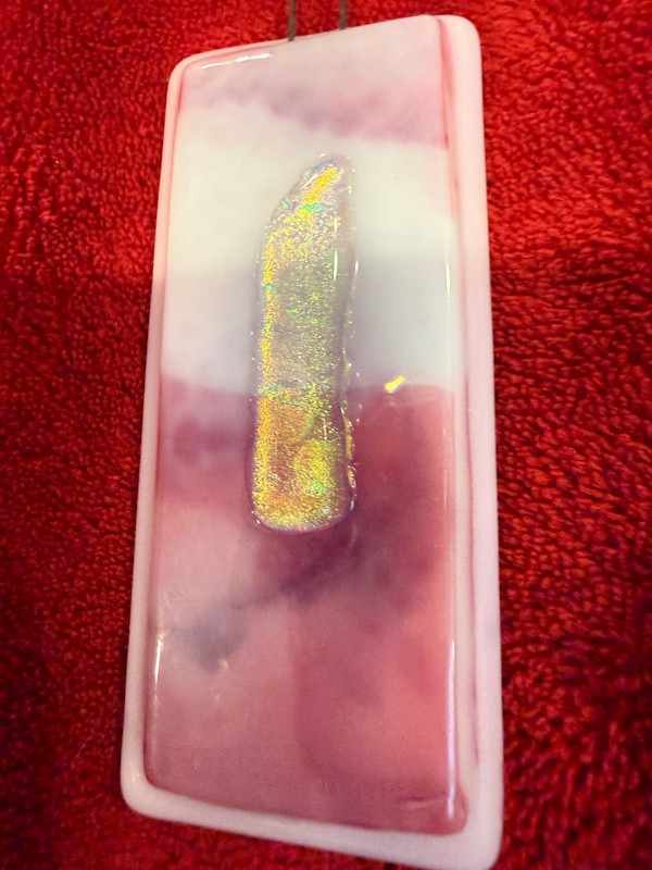 Pink Streaky with Clear Iridescent Piece Ornament #3 by Candice Treat Murphy