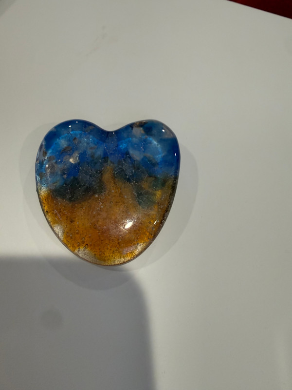 2" Transparent Ukraine Colors Pocket Heart #26 by Candice Treat Murphy