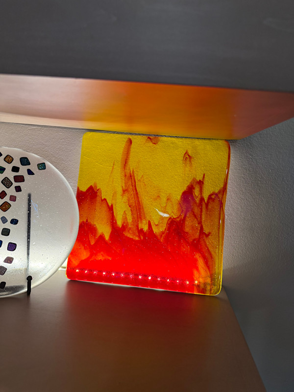 Yellow Red Striker Flames on 10” Square by Candice Treat Murphy, Image 3.