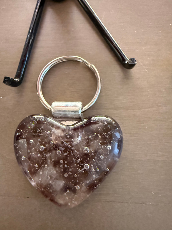 1.5" Tiny Heart Keychain Purple Clouds and Bubbles by Candice Treat Murphy