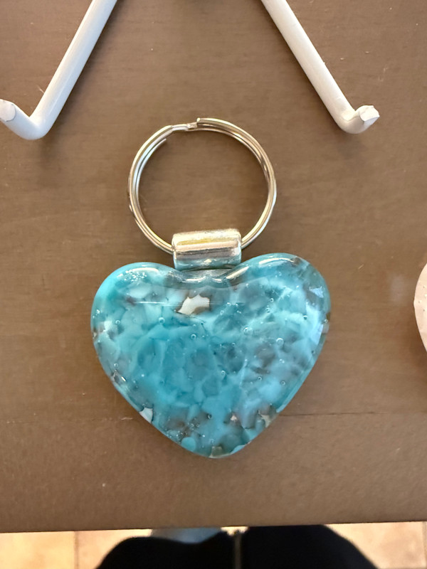 1.5" Tiny Heart Keychain Blue Clouds by Candice (Candy) Treat Murphy, Image 7.