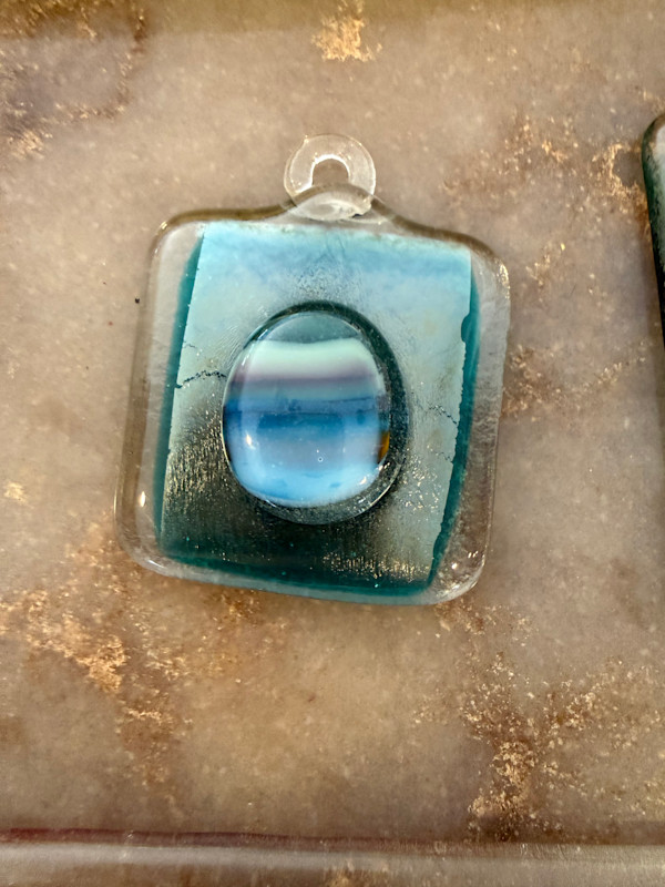 Iridescent Turquoise Square Ornament by Candice Treat Murphy