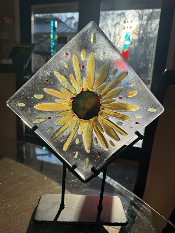 Streaky Gold, Dichroic, and Clear Iridescent Sunburst #1 by Candice Treat Murphy, Image 8.