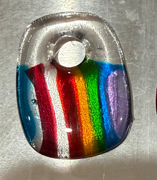 Rainbow on Rectangle Necklace #1 by Candice Treat Murphy, Image 3.