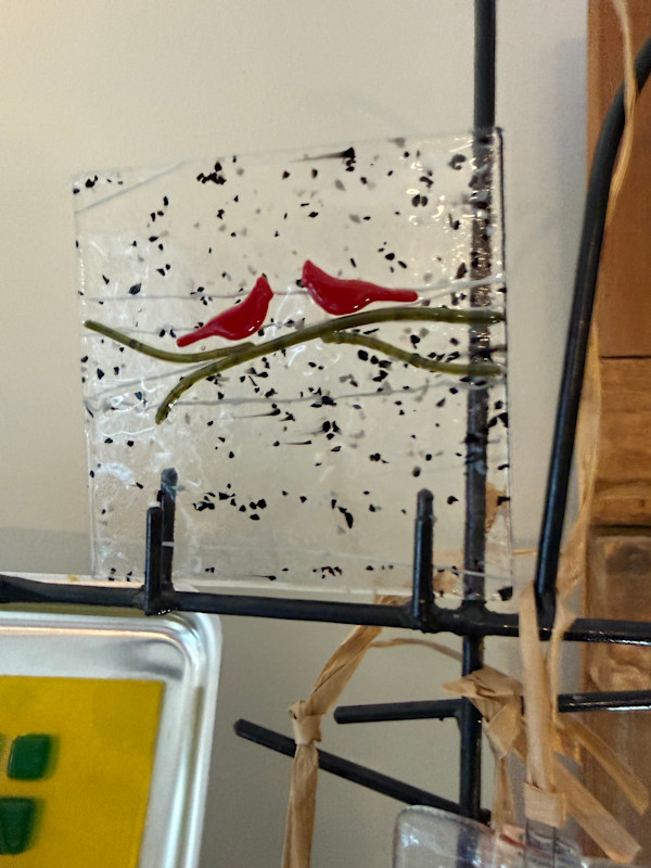 Cardinals on Black Confetti 5” Square #1 by Candice Treat Murphy, Image 4.