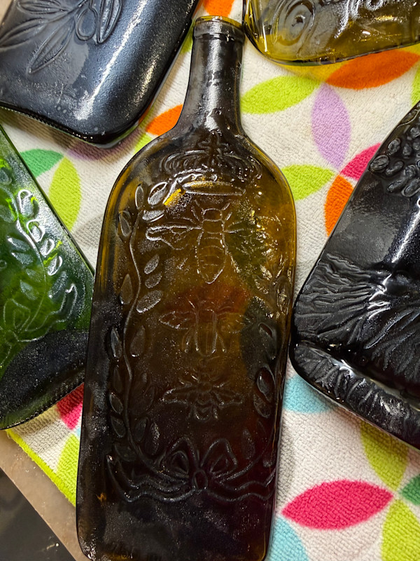 Magnum Bottle Large Spoon Rest Bees #5 (brown) by Candice Treat Murphy