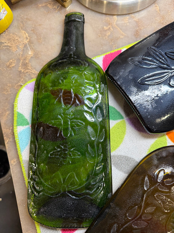 Magnum Bottle Large Spoon Rest Bees #4 (green) by Candice Treat Murphy