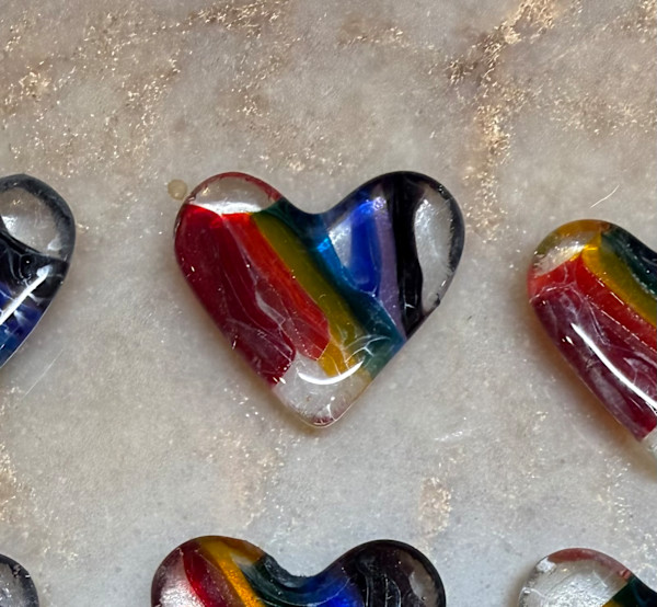 Rainbow Strips 2” Pocket Heart #6 by Candice (Candy) Treat Murphy, Image 4.