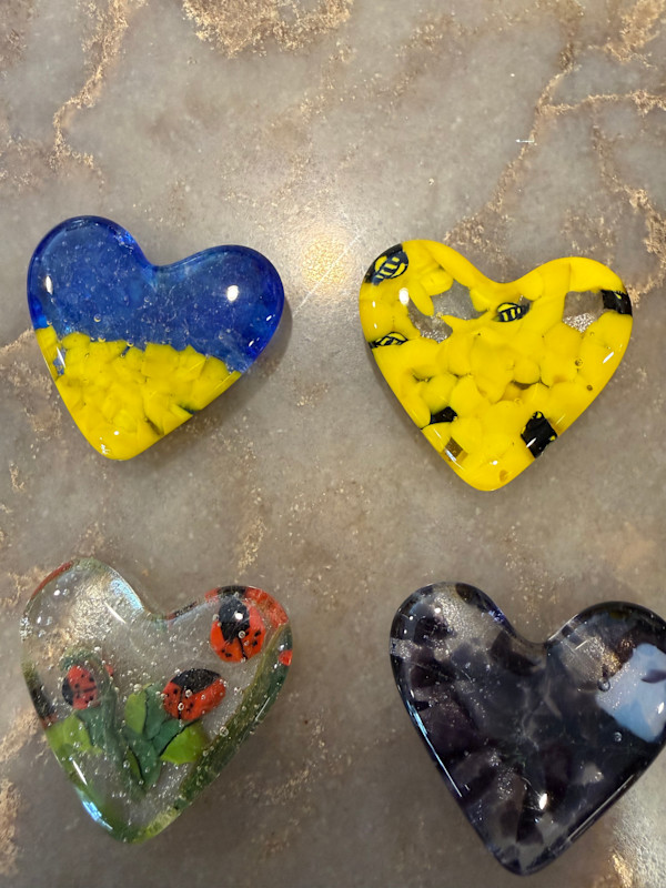 2" Ladybugs and Grass Pocket Heart #1 by Candice Treat Murphy, Image 1.