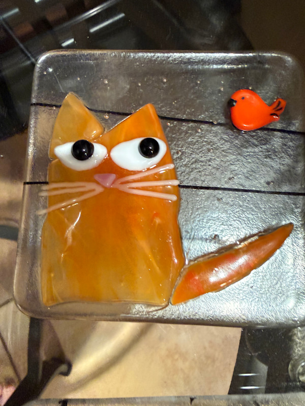 Peeky Orange Cat and Bird #1 by Candice (Candy) Treat Murphy, Image 1.