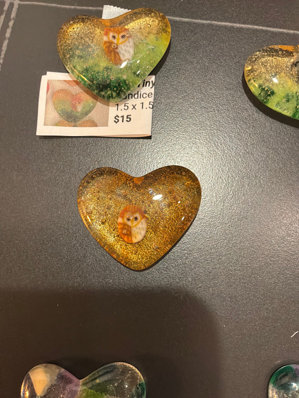 1.5" Tiny Pocket Heart #7 (Owl) by Candice (Candy) Treat Murphy, Image 3.