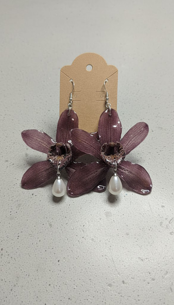 Cymbidium Dangle with Teardrop Pearl by Breanna Cole