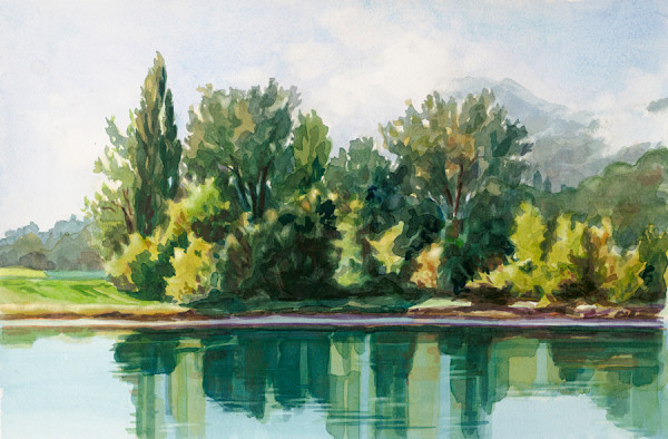 Lake Reflections, Assisi by Victoria M  Le  Vine