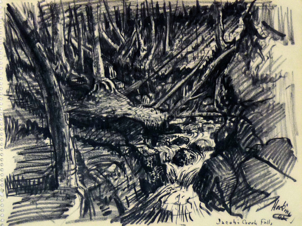 Jacob's Creek Falls, from "July Summer 1962 Sketch Pad" by Roy Hocking
