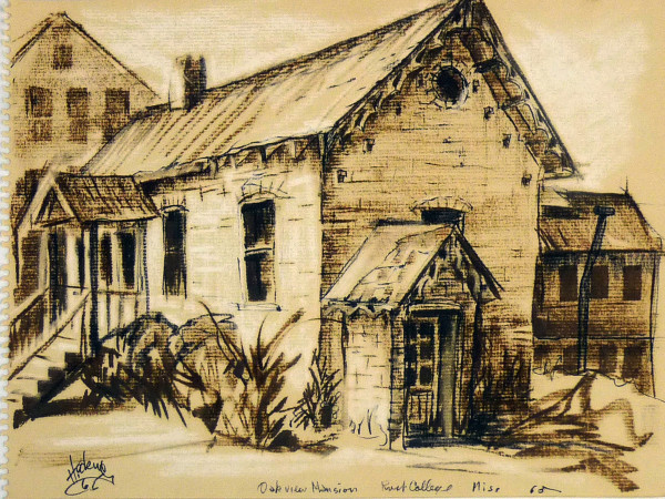 Oakview Mansion Rust College, Miss, from "Summer '64 - '65 through '75 Sketch Pad" by Roy Hocking