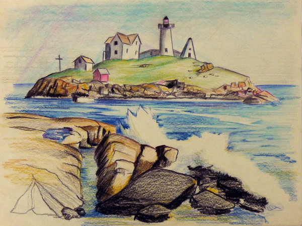 Untitled #4238, based on picture of Cape Neddick Lighthouse by Roy Hocking