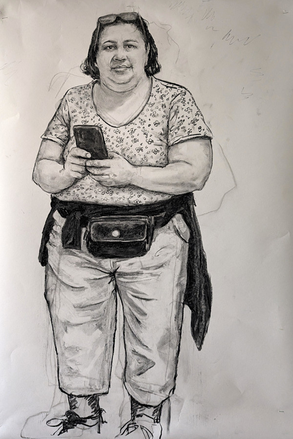 Woman with phone by JAN FAIREY