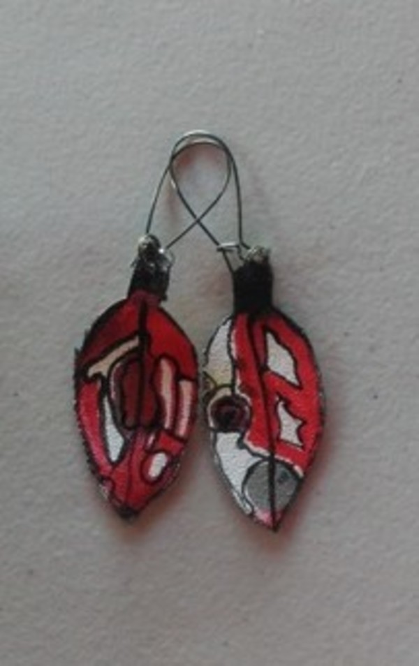 Pohutukawa Leaf Earrings 158 by Liz McAuliffe