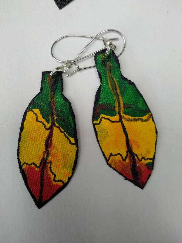 Pohutukawa Leaf Earrings  . .  (21240) by Liz McAuliffe