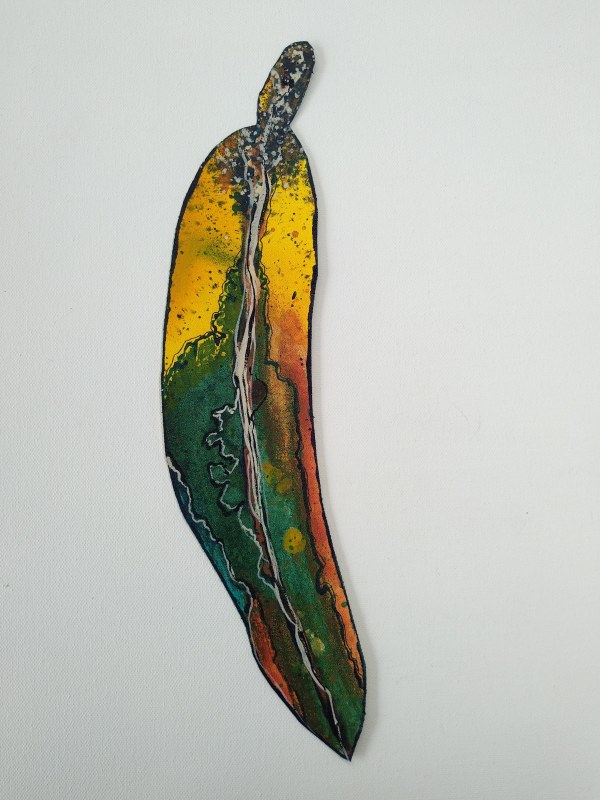 Leaf Form - Teal  .. (22316) by Liz McAuliffe