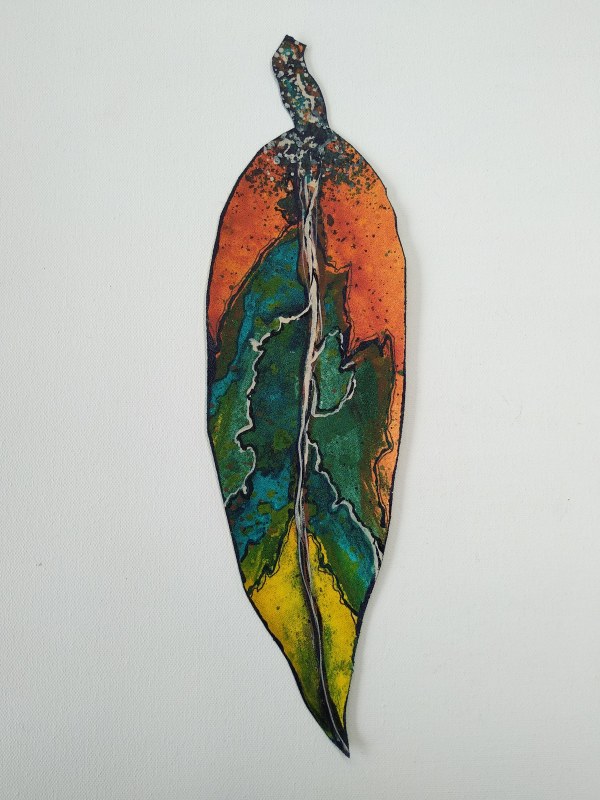 Leaf Form - Teal  .. (22318) by Liz McAuliffe