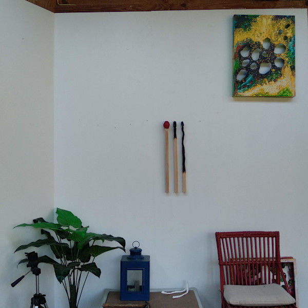 Tiny Match Triptych   . . (24382) by Liz McAuliffe