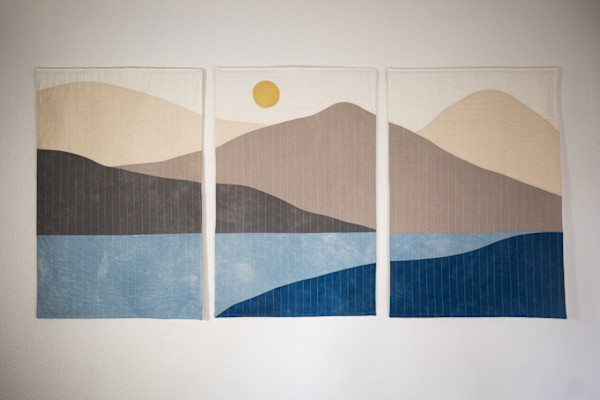 Mountain Valley Triptych Wall Quilt by Juli R Vignola