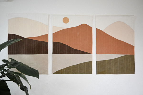 Mountain Valley Triptych Wall Quilt by Juli R Vignola