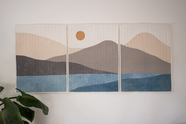 Mountain Valley Triptych Wall Quilt by Juli R Vignola