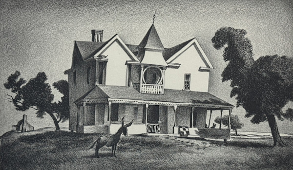 Farm House with Mule by John C. Menihan