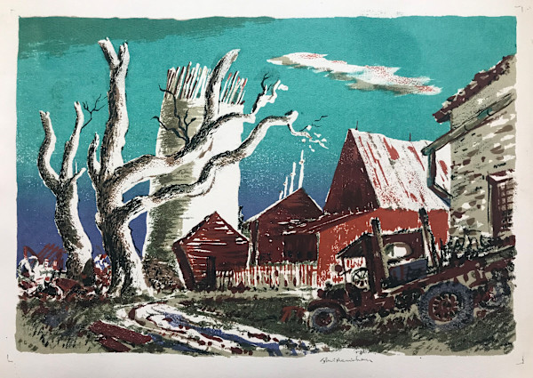 White Silo in Farmyard by John C. Menihan