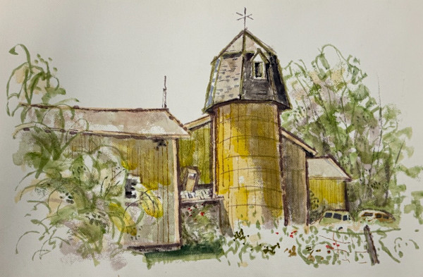 Yellow Barn w Silo by John C. Menihan, Image 1.