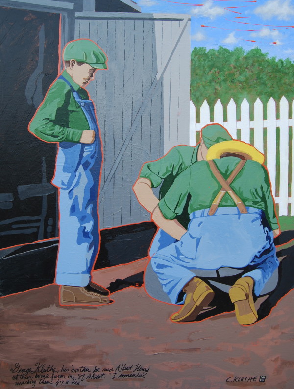 GEORGE WATCHING MEN AT WORK by CATHY KLUTHE