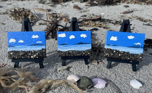 MINI BEACHES on easels . Series of 3 by CATHY KLUTHE