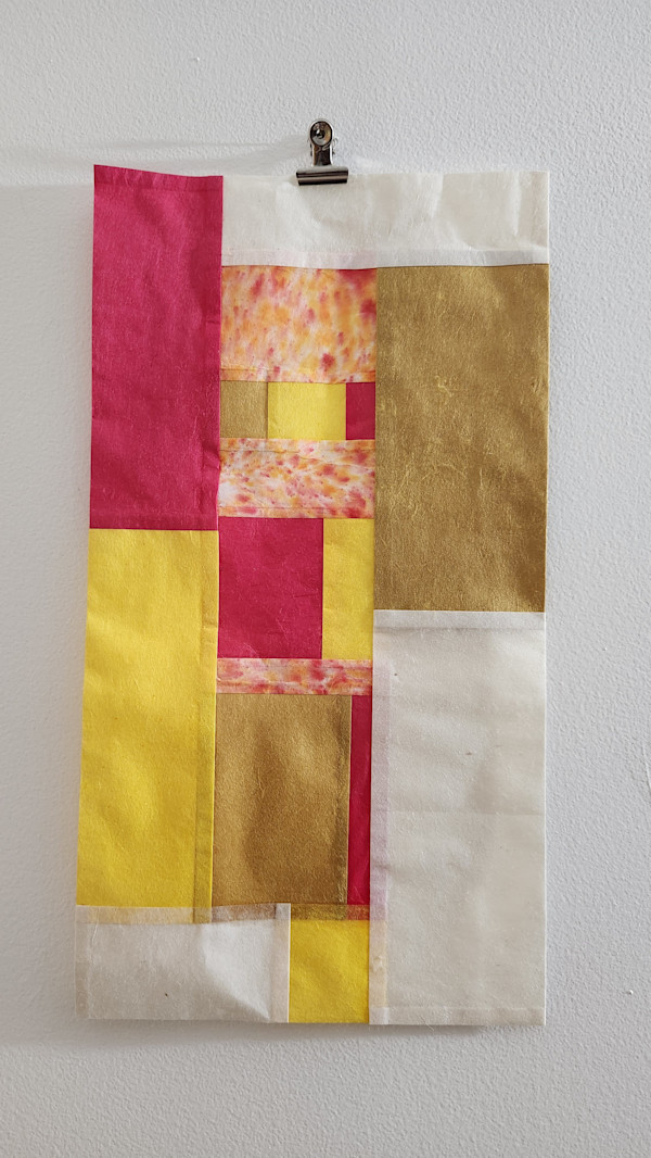 Untitled [hanji bojagi - red, yellow, brown] by Myong Jin (진명이), Image 1.