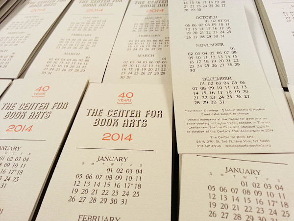 [Center for Book Arts 2014 calendar] by Myong Jin (진명이), Image 1.