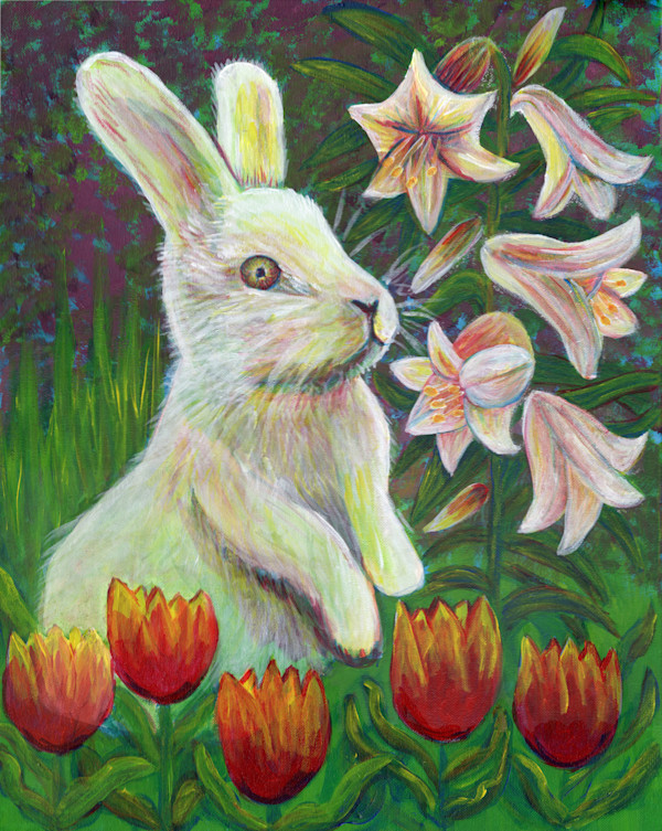 Bunny in blooms by Janet Danforth