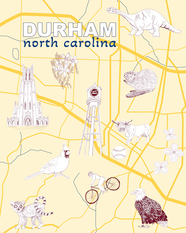 Durham Downtown Map by Janet Danforth