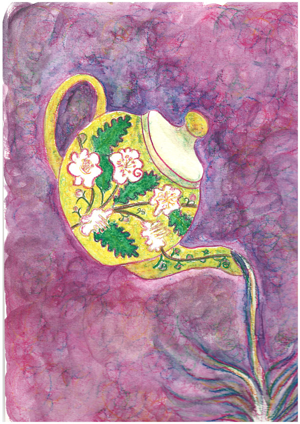 Teapot pouring by Janet Danforth