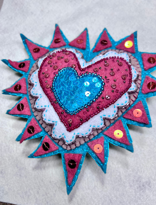 milagros ~ Teal and Burnt Sienna commision by Jane LaFazio