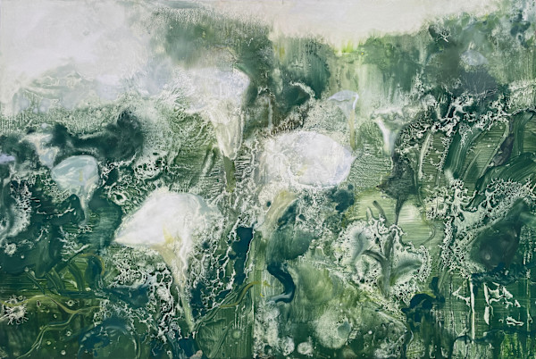 Arum Lilies ( framed in Kiaat) by Rebecca Goldberg, Image 1.