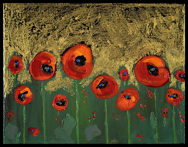 Poppy Field - Floating framed with hardware. Ready to be hung. by Erin Bowling