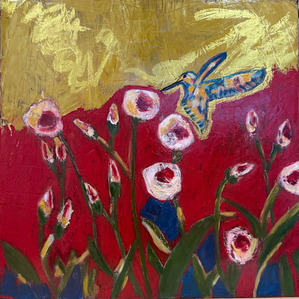 Patina Sister #2 - Floating canvas frame with hardware and ready to hang by Erin Bowling