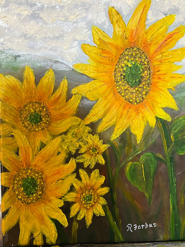 Sunflowers and mountains #1025 by Richard K. Forbus, Image 1.