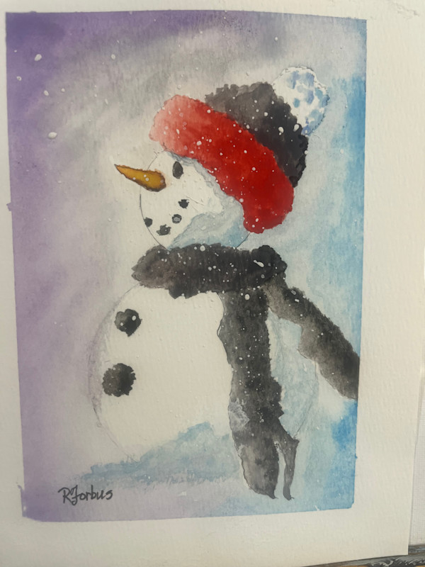 Greg Grey Scarf Snowman (original) by Richard K. Forbus, Image 1.
