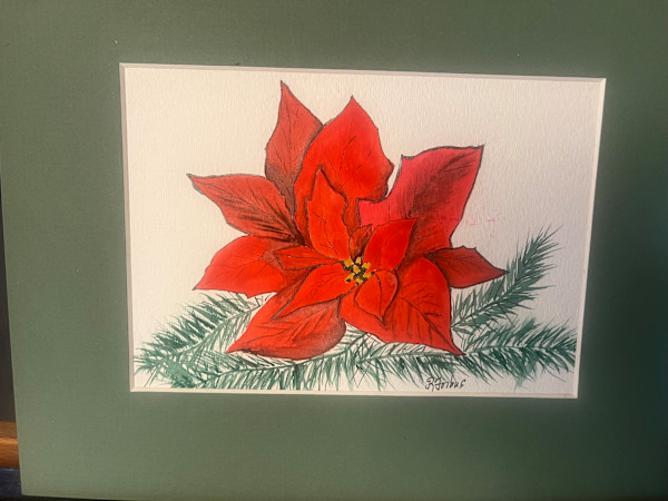 Poinsettia and Greenery  2 (original) by Richard K. Forbus, Image 1.