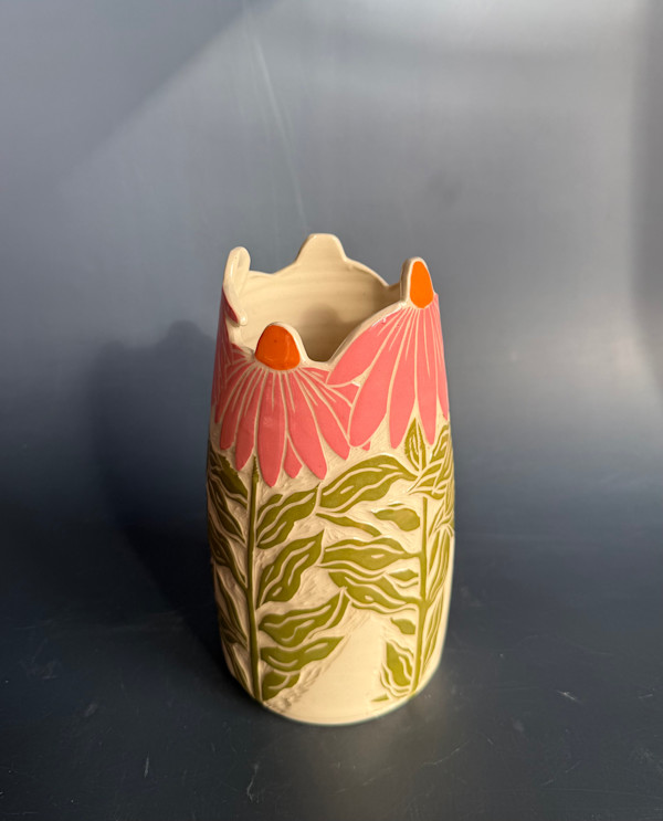 Pink Cone Flower Vase by Savannah Jacob