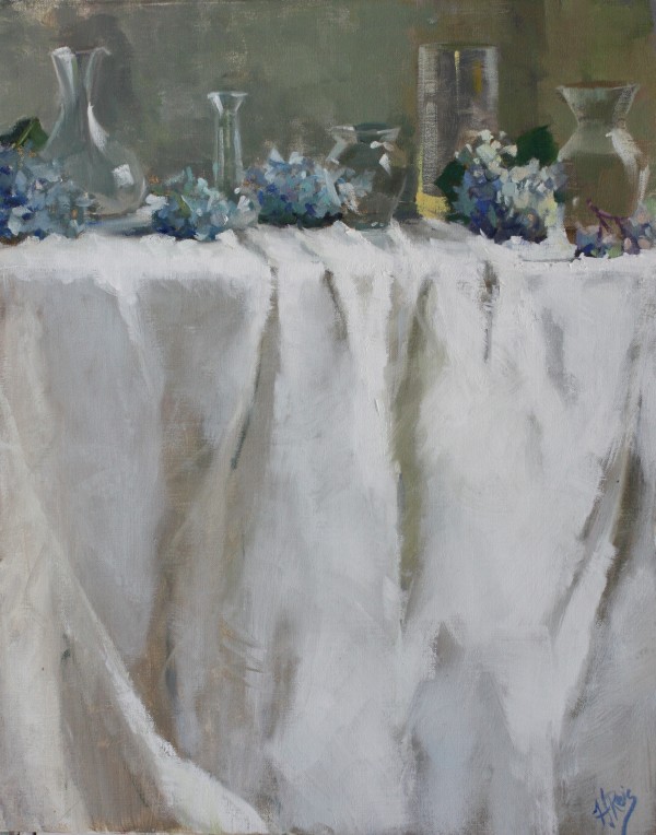 Hydrangea & Glass by Hope Reis Art Studio