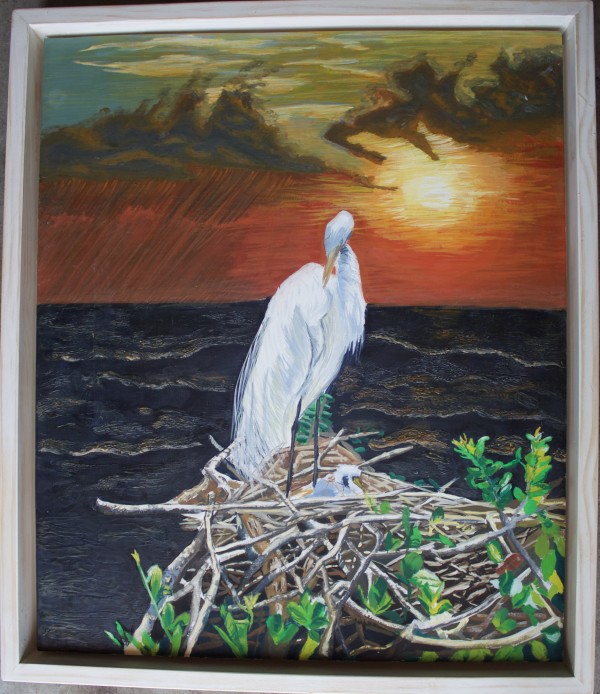 Egret at Sunset by Pamela Bell